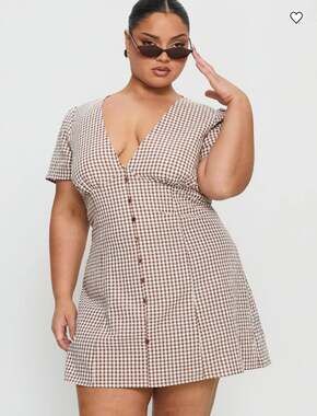 Princess Polly Loveliness Playsuit Brown Check Curve NWT (US 16)